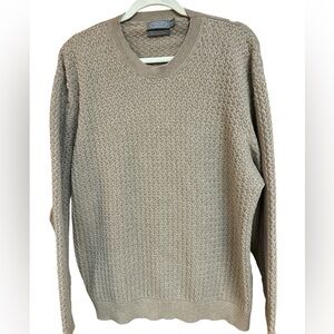 Talbots Men's Taupe Crewneck Pima Cotton Cable Knit Sweater XXL